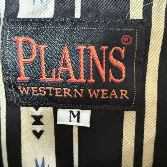 Plains Western Wear Southwest Aztec Pearl Snap Shirt Medium Black Blue VTG - Picture 13 of 14